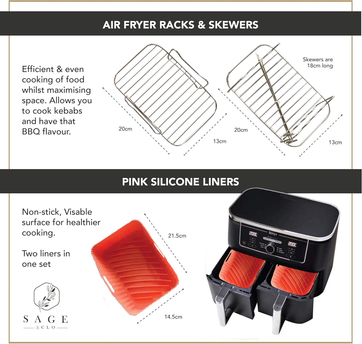 Sage & Clo Air Fryer Accessories Kit